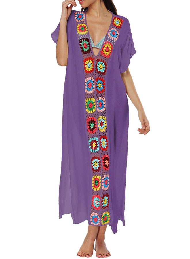 Summer-Side Open Beach Dress Purple - Image 1